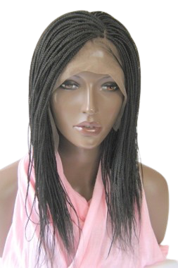Fully hand braided lace front wig -Micro Braids Hannah  Color #2 in 14"