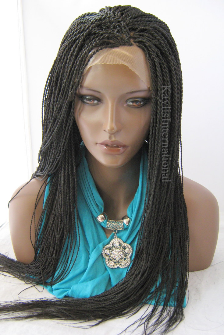 13 x 6 Hand braided lace front wig Micro twists Hope color #2 Dark