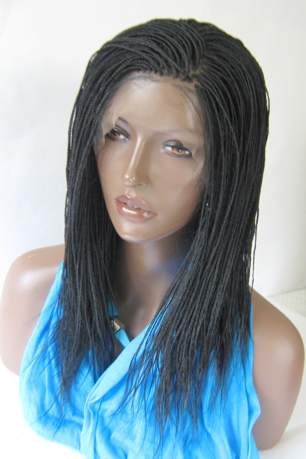 Fully hand braided lace front wig -Micro Braids Hannah Color #1 in