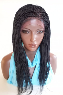 Fully hand braided lace front wig -Micro Braids Hannah Color #1 in