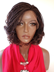 13 x 3 Fully hand braided lace front wig curly  - Linda color 33  in 6"