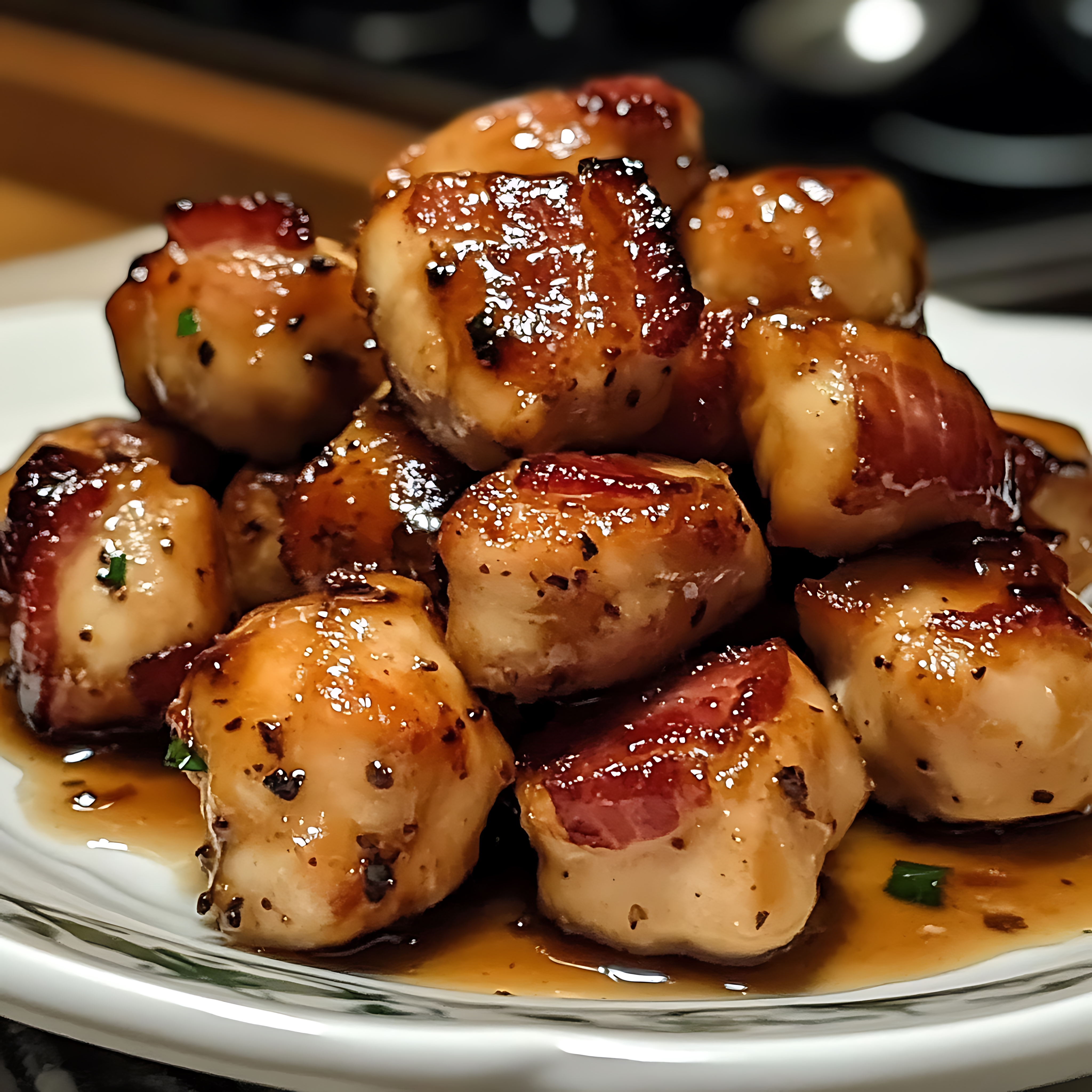 Bacon Glazed Sweet Chicken Bites - Jake & Amos