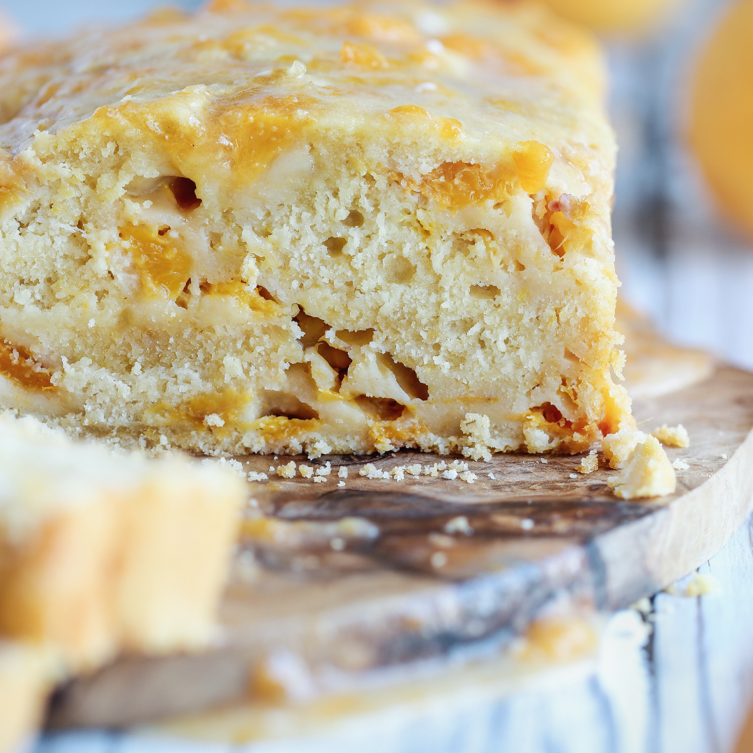 Peaches and Cream Quick Bread - Jake &amp; Amos
