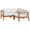 EEI-4258-NAT-WHI-SET Bayport 3-Piece Outdoor Patio Teak Wood Sectional Sofa Set by Modway