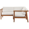 EEI-4258-NAT-WHI-SET Bayport 3-Piece Outdoor Patio Teak Wood Sectional Sofa Set by Modway