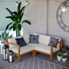 EEI-4258-NAT-WHI-SET Bayport 3-Piece Outdoor Patio Teak Wood Sectional Sofa Set by Modway