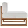 EEI-4619-NAT-WHI-SET Upland 5-Piece Outdoor Patio Teak Wood Sectional Sofa Set by Modway