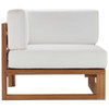 EEI-4619-NAT-WHI-SET Upland 5-Piece Outdoor Patio Teak Wood Sectional Sofa Set by Modway