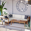 EEI-4619-NAT-WHI-SET Upland 5-Piece Outdoor Patio Teak Wood Sectional Sofa Set by Modway