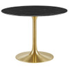 EEI-5238-GLD-BLK Lippa 40" Round Faux Marble Dining Table by Modway