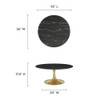 EEI-5521-GLD-BLK Lippa 36" Round Faux Marble Coffee Table by Modway