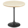 EEI-6747-BLK-TRA Lippa 20" Round Faux Travertine Side Table by Modway