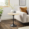 EEI-6747-BLK-TRA Lippa 20" Round Faux Travertine Side Table by Modway