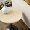 EEI-6747-BLK-TRA Lippa 20" Round Faux Travertine Side Table by Modway