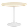EEI-6748-WHI-TRA Lippa 36" Round Faux Travertine Dining Table by Modway