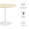 EEI-6748-WHI-TRA Lippa 36" Round Faux Travertine Dining Table by Modway