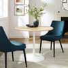 EEI-6748-WHI-TRA Lippa 36" Round Faux Travertine Dining Table by Modway