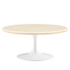 EEI-6749-WHI-TRA Lippa 36" Round Faux Travertine Coffee Table by Modway