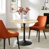 EEI-6750-BLK-TRA Lippa 36" Round Faux Travertine Dining Table by Modway