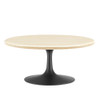 EEI-6751-BLK-TRA Lippa 36" Round Faux Travertine Coffee Table by Modway
