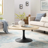 EEI-6751-BLK-TRA Lippa 36" Round Faux Travertine Coffee Table by Modway