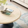 EEI-6751-BLK-TRA Lippa 36" Round Faux Travertine Coffee Table by Modway