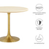 EEI-6752-GLD-TRA Lippa 36" Round Faux Travertine Dining Table by Modway