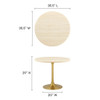 EEI-6752-GLD-TRA Lippa 36" Round Faux Travertine Dining Table by Modway
