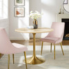 EEI-6752-GLD-TRA Lippa 36" Round Faux Travertine Dining Table by Modway