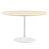 EEI-6754-WHI-TRA Lippa 48" Round Faux Travertine Dining Table by Modway