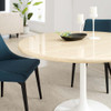 EEI-6754-WHI-TRA Lippa 48" Round Faux Travertine Dining Table by Modway