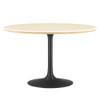 EEI-6755-BLK-TRA Lippa 48" Round Faux Travertine Dining Table by Modway