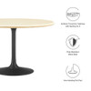 EEI-6755-BLK-TRA Lippa 48" Round Faux Travertine Dining Table by Modway