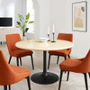 EEI-6755-BLK-TRA Lippa 48" Round Faux Travertine Dining Table by Modway