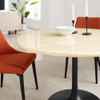EEI-6755-BLK-TRA Lippa 48" Round Faux Travertine Dining Table by Modway