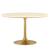 EEI-6756-GLD-TRA Lippa 48" Round Faux Travertine Dining Table by Modway