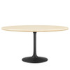 EEI-6758-BLK-TRA Lippa 60" Oval Faux Travertine Dining Table by Modway