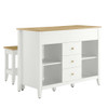 EEI-6895-OAK-WHI Farmstead 3-Piece Kitchen Island and Stool Set by Modway