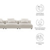 EEI-7035 Solace 3-Piece Modular Upholstered Fabric Sofa by Modway