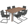 EEI-7073 Abacus 7-Piece Rectangular Outdoor Patio Aluminum Dining Table Set with Rattan Armchairs by Modway