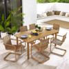 EEI-7073 Abacus 7-Piece Rectangular Outdoor Patio Aluminum Dining Table Set with Rattan Armchairs by Modway