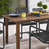 EEI-7073 Abacus 7-Piece Rectangular Outdoor Patio Aluminum Dining Table Set with Rattan Armchairs by Modway