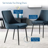 Modway Viscount Upholstered Fabric Dining Chairs Set of 2 by Modway-EEI-3809-BLK-AZU