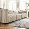 Modway Conjure 4-Piece Channel Tufted Upholstered Fabric Sofa by Modway-EEI-5789-BLK-BEI