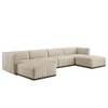 Modway Conjure 6-Piece Channel Tufted Upholstered Fabric Sectional Sofa by Modway-EEI-5790-BLK-BEI
