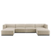 Modway Conjure 6-Piece Channel Tufted Upholstered Fabric Sectional Sofa by Modway-EEI-5790-BLK-BEI