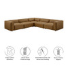 Modway Auren 5-Piece Upholstered Vegan Leather Modular L-Shaped Sofa by Modway-EEI-7129