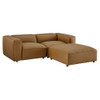 Modway Auren 3-Piece Upholstered Vegan Leather Modular Loveseat with Ottoman by Modway-EEI-7130