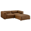 Modway Auren 3-Piece Upholstered Vegan Leather Modular Loveseat with Ottoman by Modway-EEI-7130