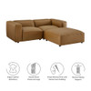 Modway Auren 3-Piece Upholstered Vegan Leather Modular Loveseat with Ottoman by Modway-EEI-7130